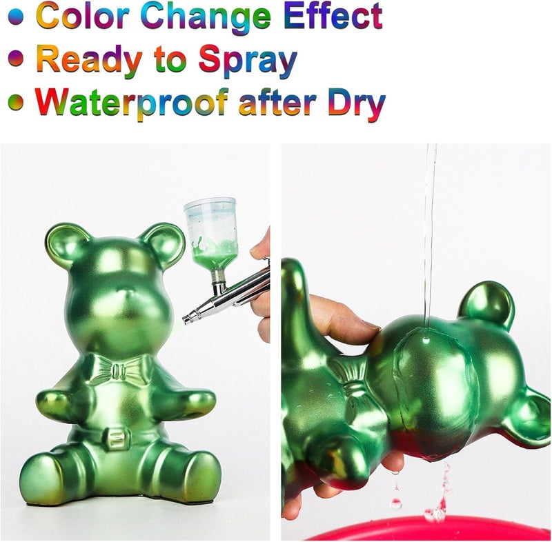 HOMY ARTY Iridescent Airbrush Paint - 30 Colors with 4.05 fl oz Thinner and 4.05 fl oz Primer, Ready to Spray Acrylic Airbrush Paints, Water-Based Iridescent Air Brush Colors for Plastic Model, Canvas - Image 3